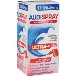 Eine Schachtel Audispray Ohrenspray für die Auflösung von Ohrenschmalz.